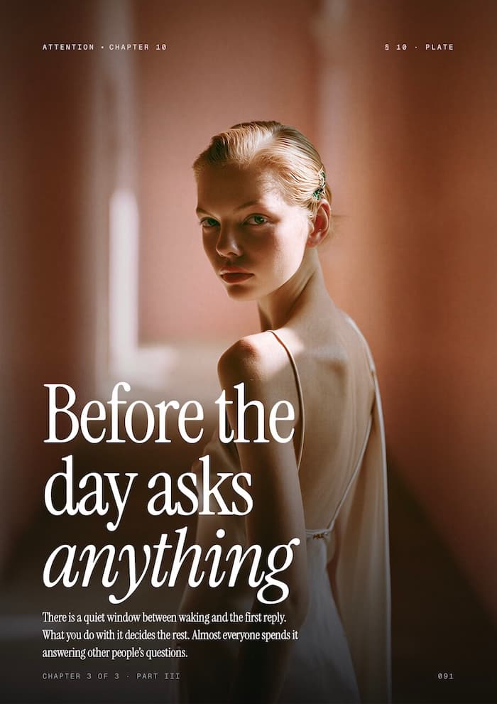 Quiet Architecture guide page — Before the day asks anything